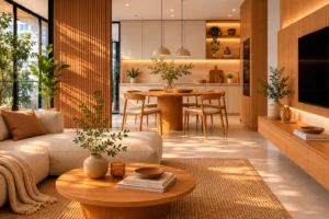Madeira natural aquece apartamentos modernos sem perder a estética minimalista